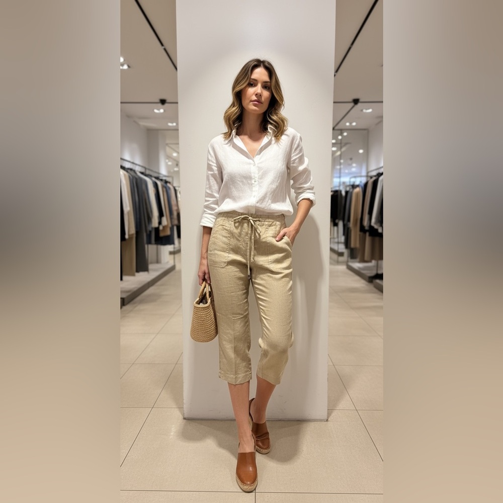 Ralph Lauren Linen Beige Women's Capris
